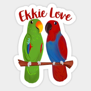 Ekkie Love Cute Eclectus Parrot Couple for parrot lovers Sticker